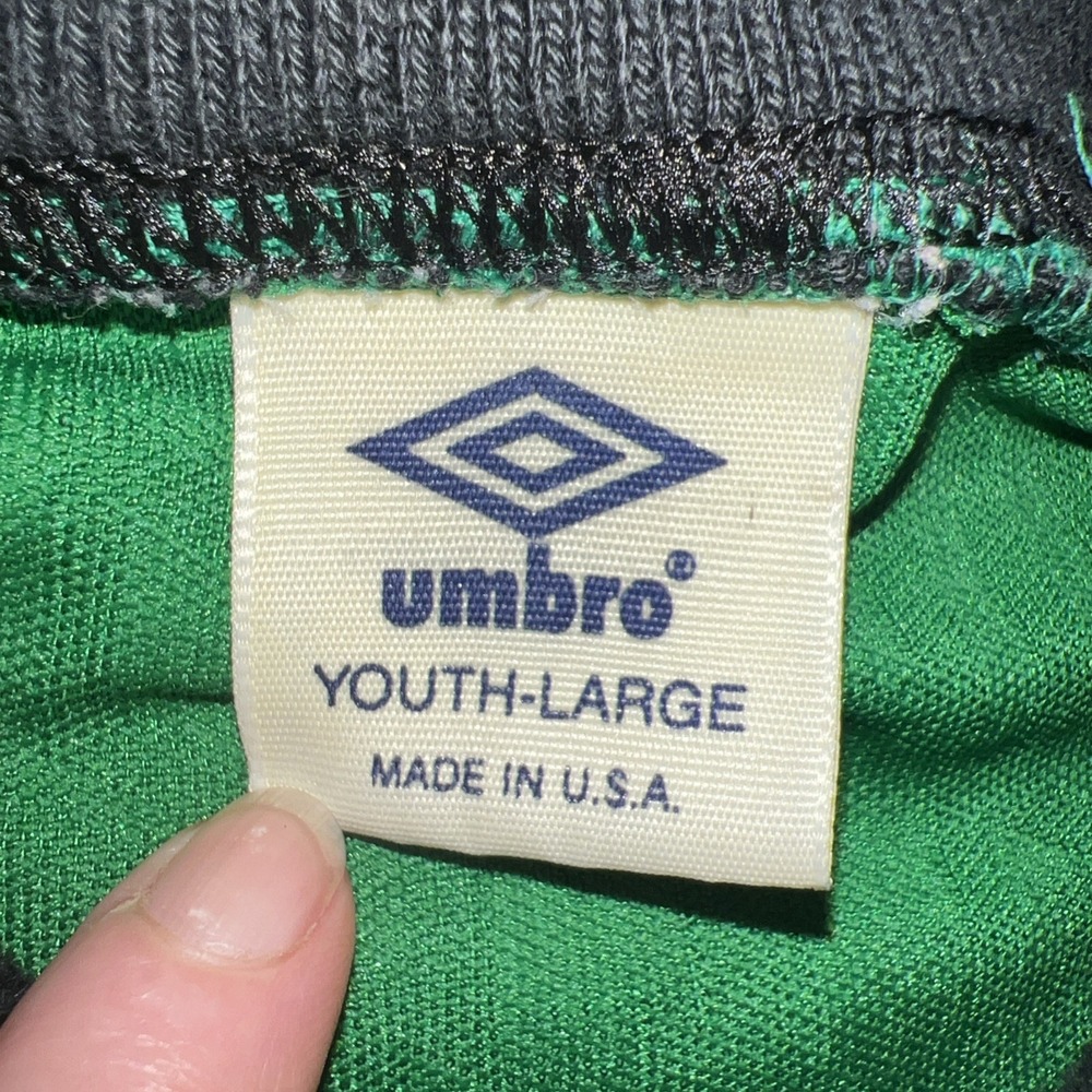 Umbro Soccer Jersey Green Long Sleeve Youth Large Vintage Goalkeeper Top - Picture 5 of 9